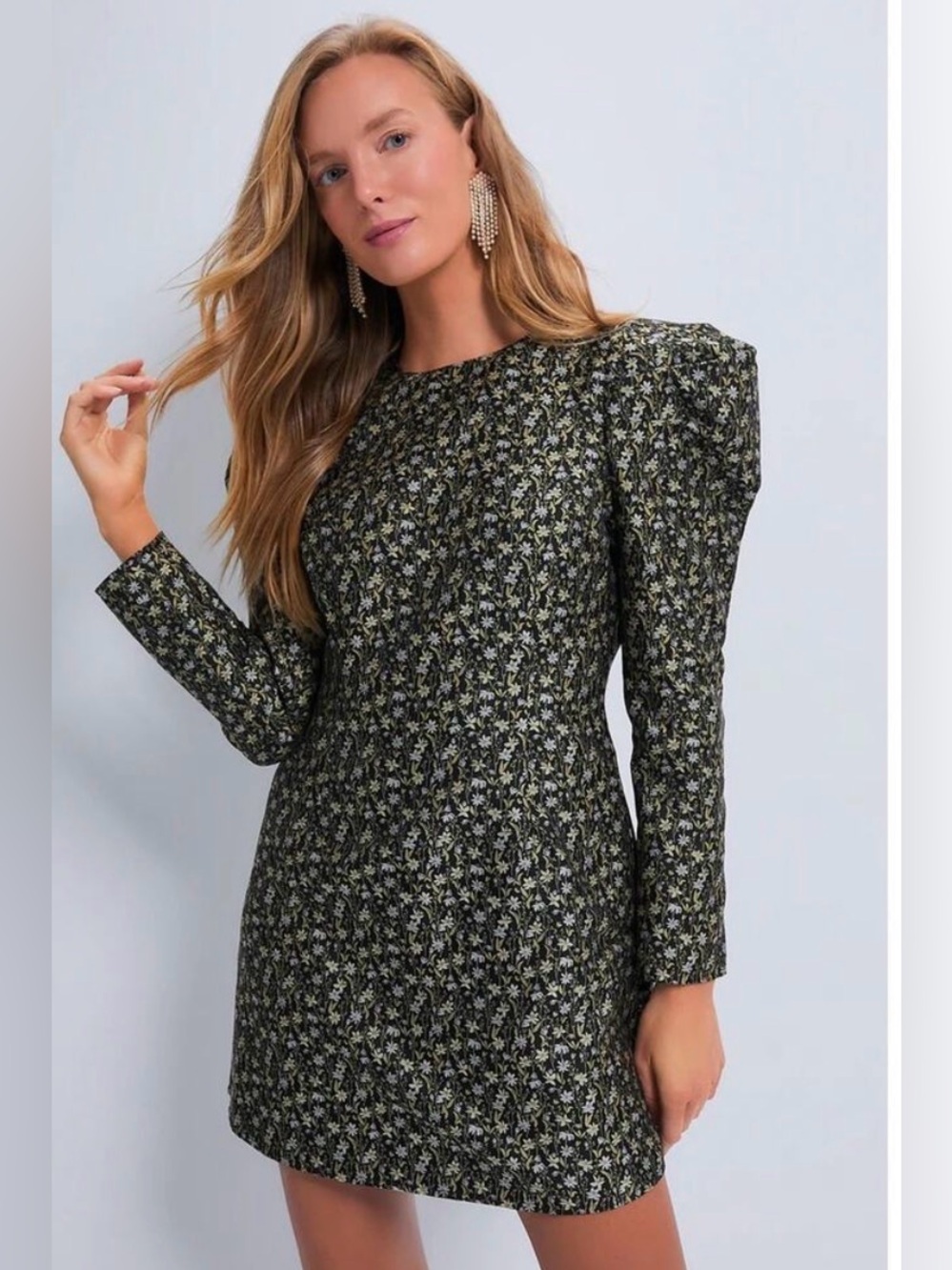Ditsy Black Jacquard Delilah Mini Dress